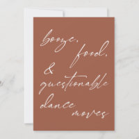 Carte Boissons, Nourriture et mouvements de danse
