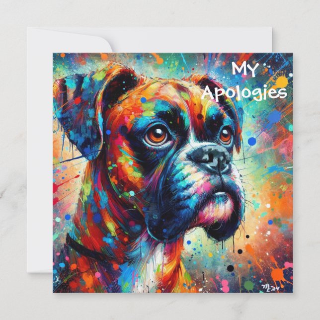 Carte Boîte Art Pop Impressionniste Boxeur Anniversaire  (Devant)