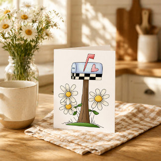 Carte Boîte aux lettres avec marguerites et drapeau du c