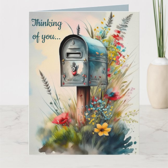 Carte Boîte aux lettres et fleurs rurales modifiables (Devant)