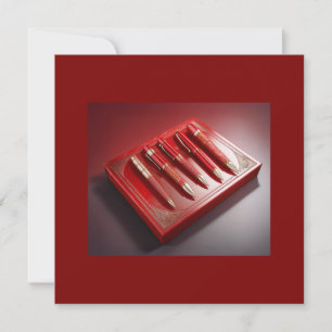 Carte Boîte Cadeau Et Cinq Stylos À Ballpoint Uniques