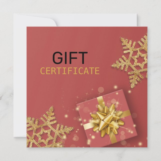 Carte Boîte cadeau or Parties scintillant Snowflakes Car (Devant)