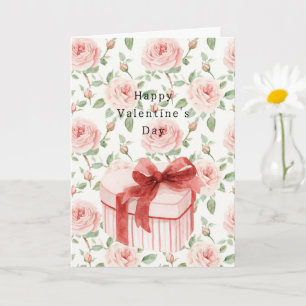 Carte Boîte cœur floral rose romantique Saint-Valentin
