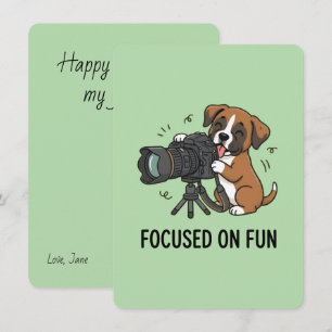 Carte Boîte de boxer mignon prenant des photos de loisir