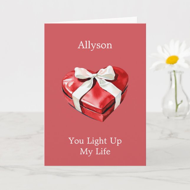 Carte Boîte de Coeur Rouge avec Ribbon Love (Petite plante)