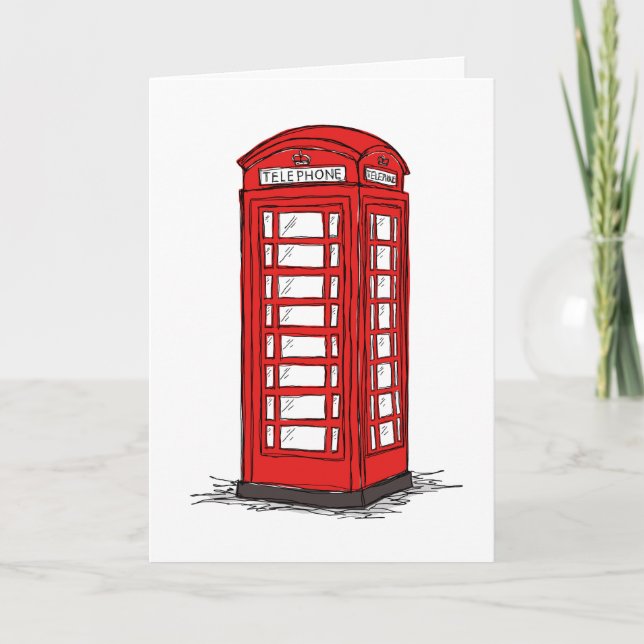 Carte Boite de téléphone rouge britannique repliée (Devant)