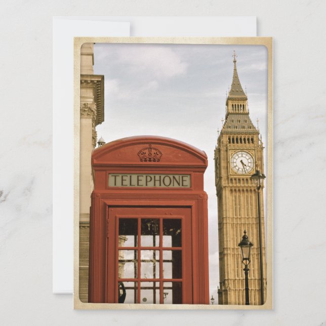 Carte Boîte téléphonique et tour de Big Ben (Devant)
