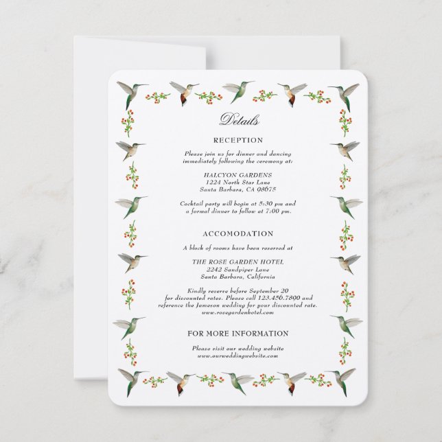 Carte Boîtier de colibris (Devant)