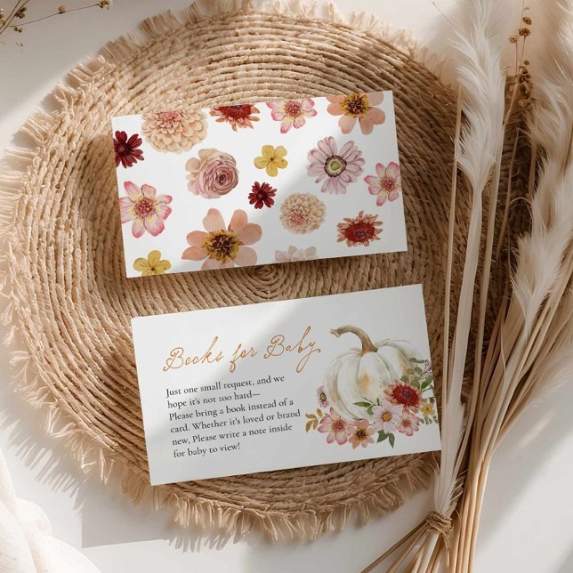 Carte Boîtier de demande de Citrouille d'automne (Fall Pumpkin Floral Books for Baby Card)