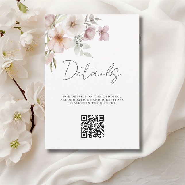 Carte Boîtier de détail du Mariage de code QR flou rose (Créateur téléchargé)