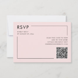 Carte Boîtier de mariage RSVP photo rose vierge QR Code