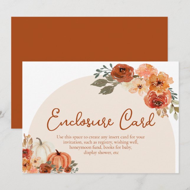 Carte Boîtier Floral Rustique Automne Citrouille A (Devant / Derrière)