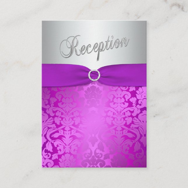 Carte boîtier Mitzva Bat Damask Argent et Violet (Devant)