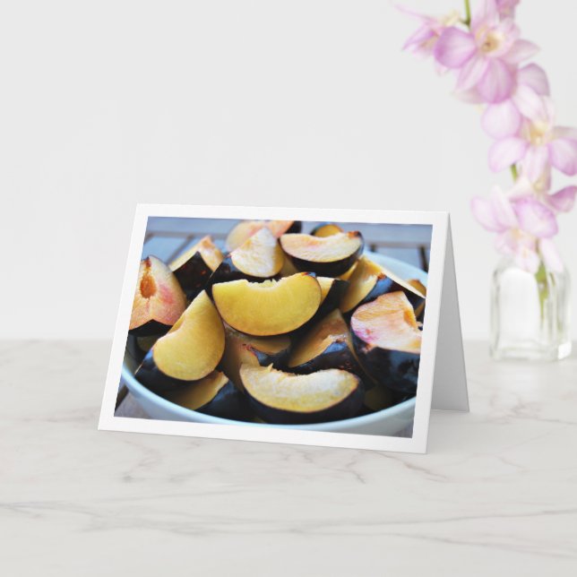 Carte Bol de fruits de prunier tranchés (Orchidée)