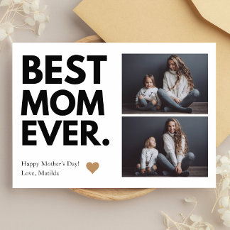 Carte Bold Best Mom Ever Fête des mères Multi-photo