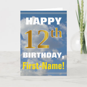 Carte Bold, Ciel nuageux, Faux Gold 12e anniversaire + N