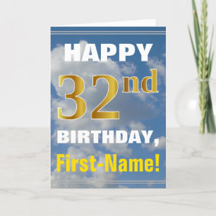 Carte Bold, Ciel nuageux, Faux Gold 32e anniversaire + N