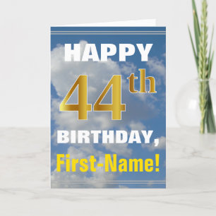 Carte Bold, Ciel nuageux, Faux Gold 44e anniversaire + N