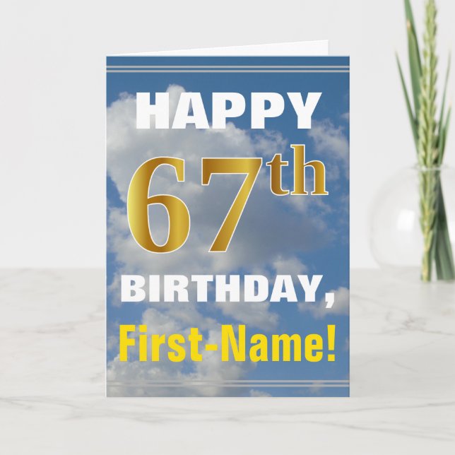 Carte Bold, Ciel nuageux, Faux Gold 67e anniversaire + N (Devant)