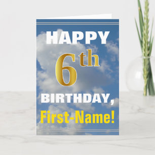 Carte Bold, Ciel nuageux, Faux Gold 6ème anniversaire + 