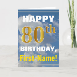 Carte Bold, Ciel nuageux, Faux Gold 80e anniversaire + N