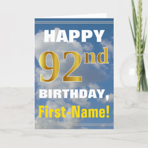Carte Bold, Ciel nuageux, Faux Gold 92e anniversaire + N
