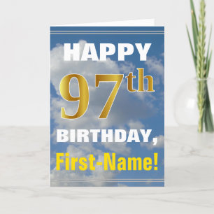 Carte Bold, Ciel nuageux, Faux Gold 97e anniversaire + N