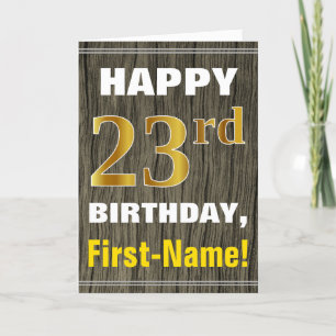 Carte Bold, Faux Wood, Faux Gold 23ème anniversaire + No