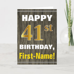 Carte Bold, Faux Wood, Faux Gold 41ème anniversaire + No