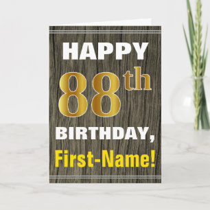 Carte Bold, Faux Wood, Faux Gold 88e anniversaire + Nom