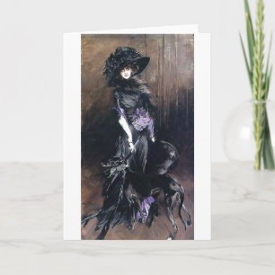 Carte boldini femme et chien greyhound