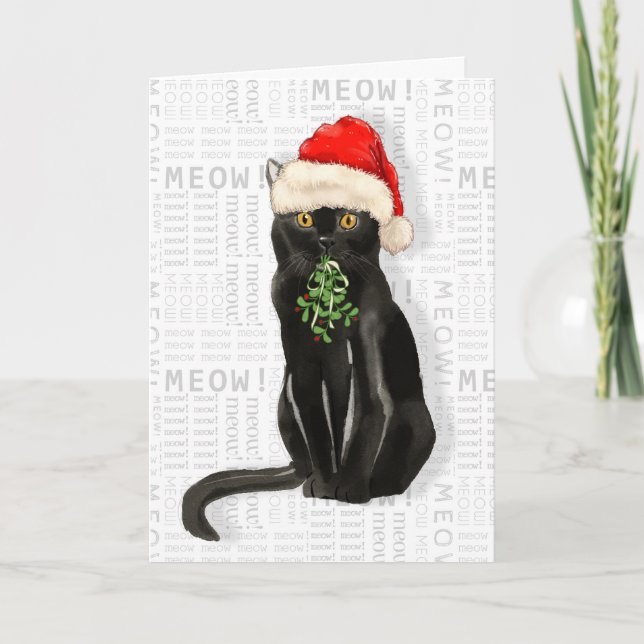 Carte Bombay Black Cat Funny Noël (Devant)