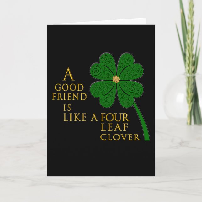 Carte Bon Ami Comme Un Clover À 4 Feuilles (Devant)