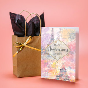 Carte Bon anniversaire My Love Tour Eiffel Aquarelle