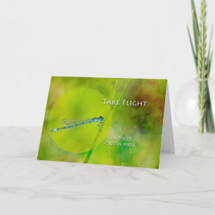 Carte Bon au revoir, adieu, Damselfly sur une lame d'her