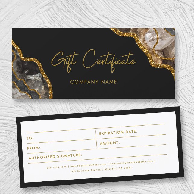 Carte Bon cadeau de Black Gold Agate Business (Black Gold Agate Business Gift Certificate Voucher)