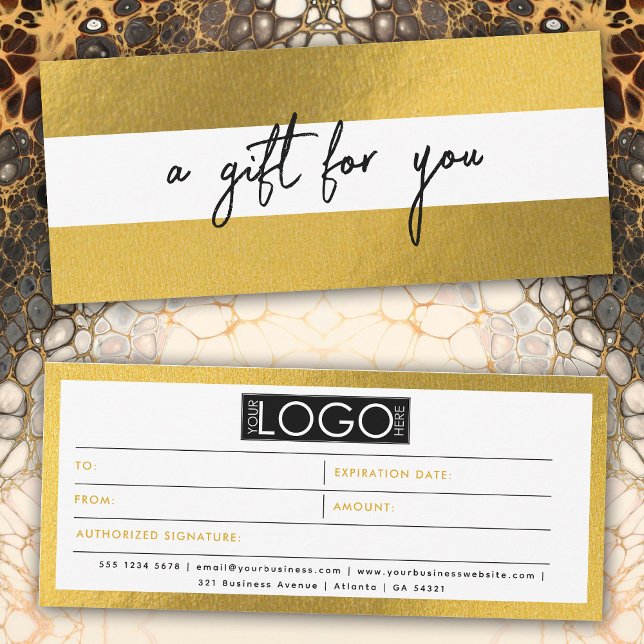 Carte Bon cadeau de logo Gold Business Luxury (Luxury Gold Business Logo Gift Certificate Voucher)