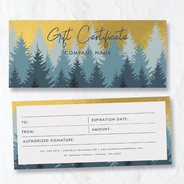Carte Bon cadeau Golden Forest Business (Golden Forest Business Gift Certificate Voucher)