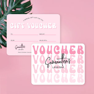 Carte Bon cadeau Retro Rose Super tendance salon de beau