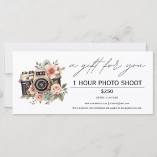 Carte Bon de séance de prise de vue photo certificat-cad