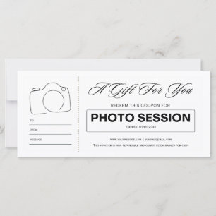 Carte Bon de séance de prise de vue photo certificat-cad
