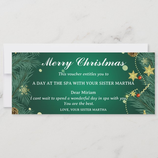 Carte Bon de séjour de Noël au Spa (Devant)