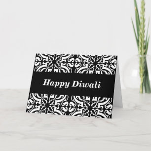 Carte Bon diwali damask (b & w)