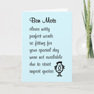 Carte Bon Mots Un Poème D'anniversaire Drôle Et Joyeux
