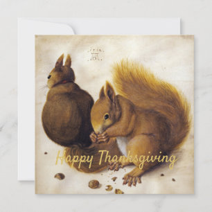 Carte Bon thanksgiving - Albrecht Dürer Deux écureuils