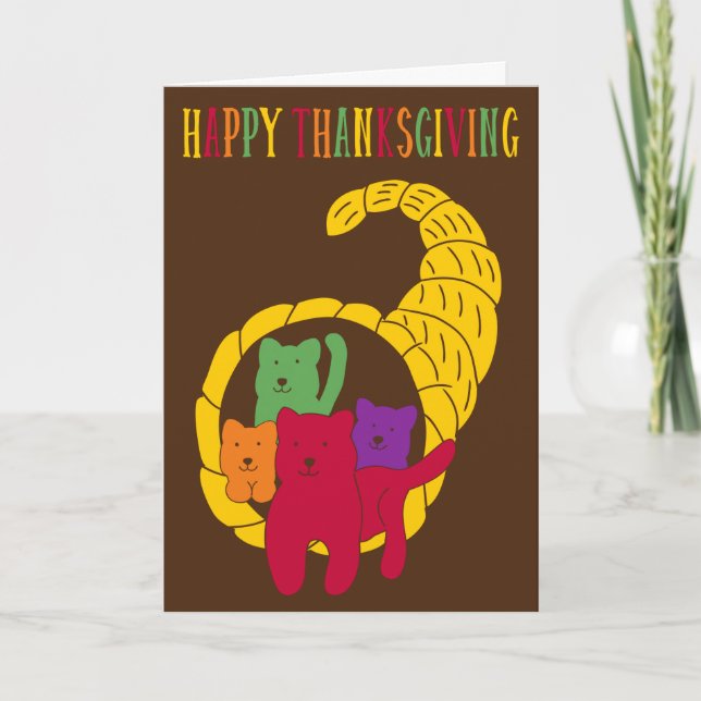 Carte Bon thanksgiving Amoureux des chats (Devant)