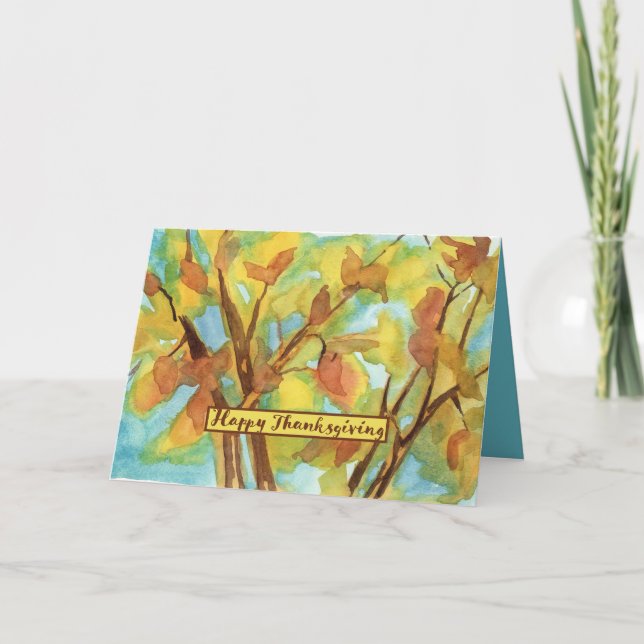 Carte Bon thanksgiving Arbres d'automne Feuilles d'autom (Devant)