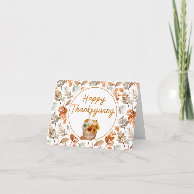 Carte Bon thanksgiving Autumn Citrouilles & Sunflowers (Devant)