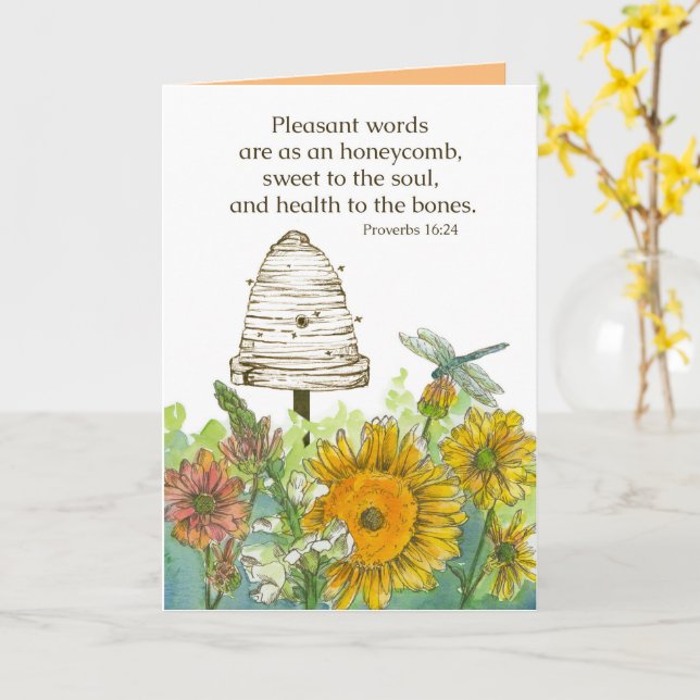 Carte Bon thanksgiving Bible Verse Proverbes Fleur sauva (Fleur jaune)