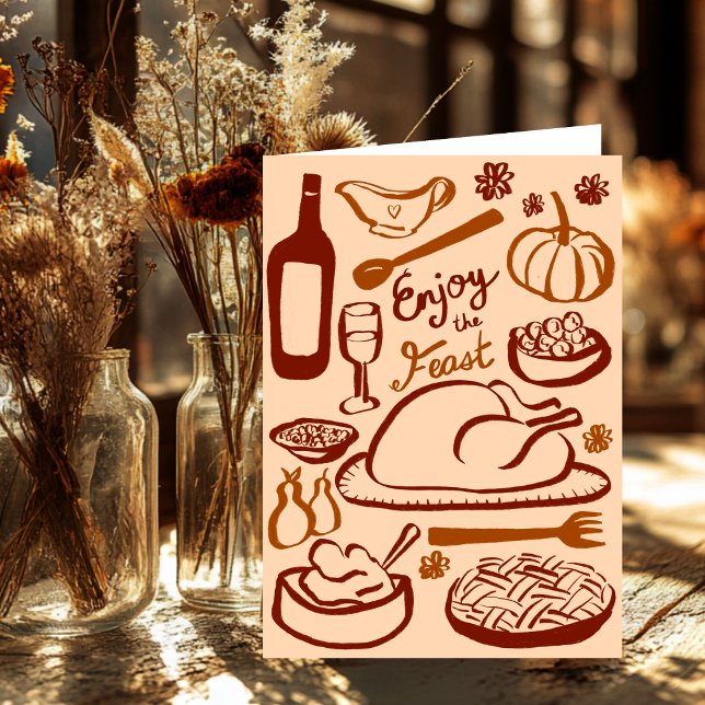 Carte Bon thanksgiving Bountiful Fête (Happy Thanksgiving Bountiful Feast Holiday Card
)